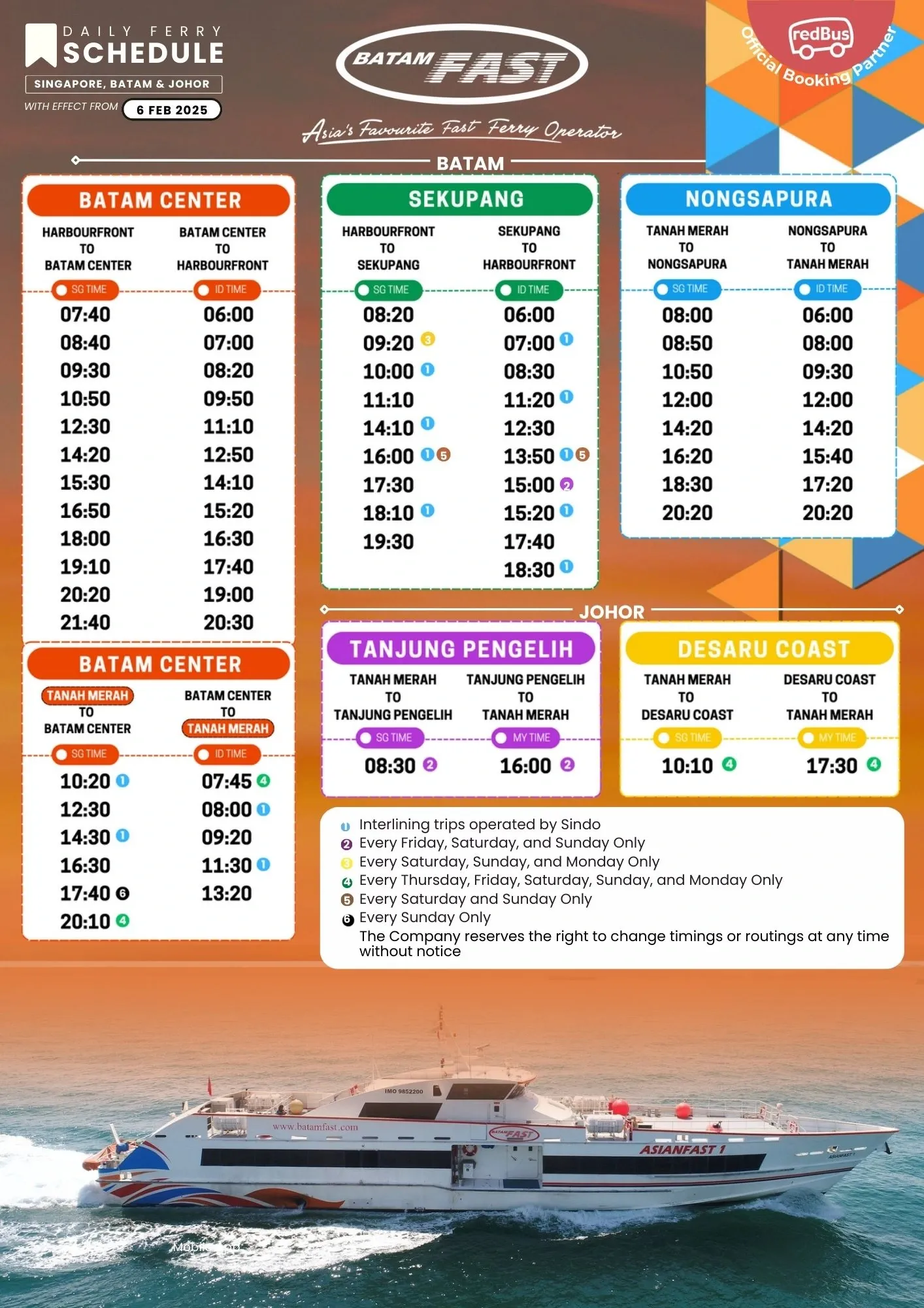 Batam fast ferry schedule 2025